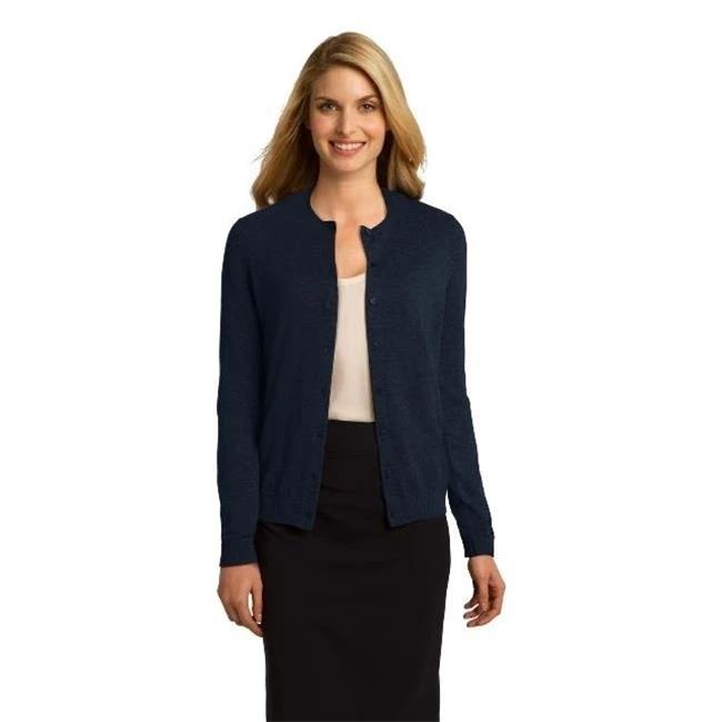 Port Authority LSW287 Ladies Cardigan Sweater Navy - Medium