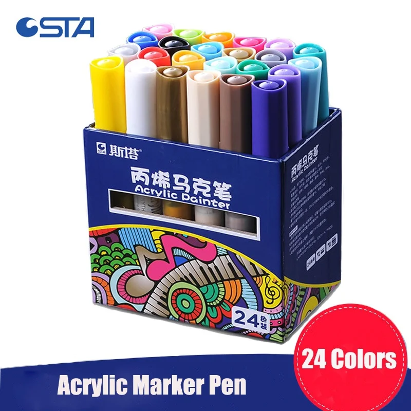 STA 2 3MM 12/24 PCS/Set Colors Acrylic Markers Multifunction Candy