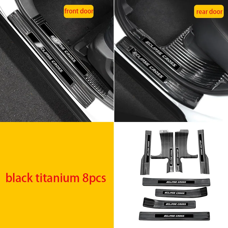 Добро пожаловать педаль refires порога полосы части порога Царапины защита автомобильные аксессуары для Mitsubishi ECLIPSE CROSS - Цвет: black titanium 8pcs