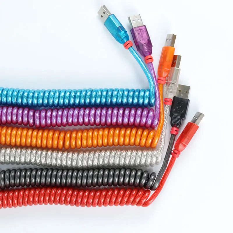 

Free Shipping LINDY USB Coiled Cable wire Mechanical Keyboard GH60 USB cable mini USB port for poker 2 GH60 keyboard kit DIY