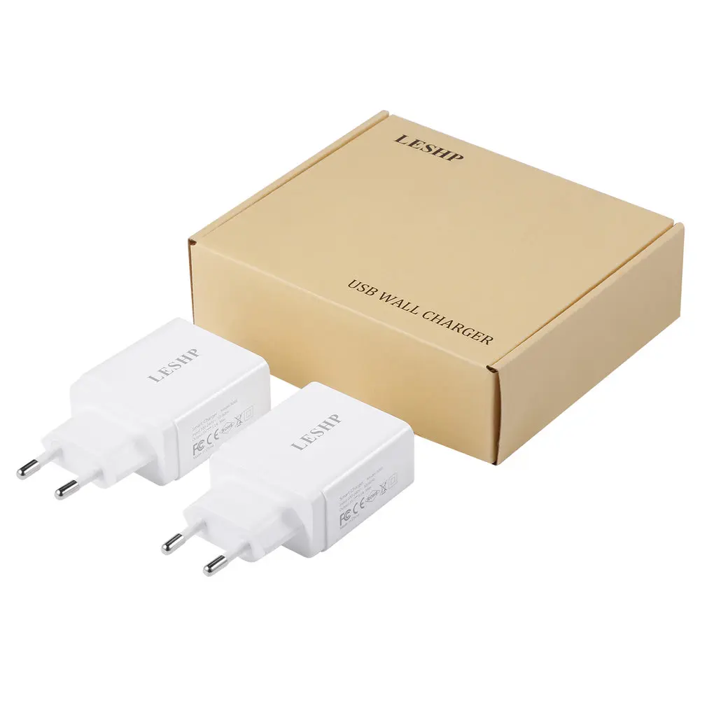 

LESHP 2Pcs 5V/3.1A 15.5W Universal Portable Ultra-compact 3 Port USB Wall Charger Travel Charging Adapter For Smartphone