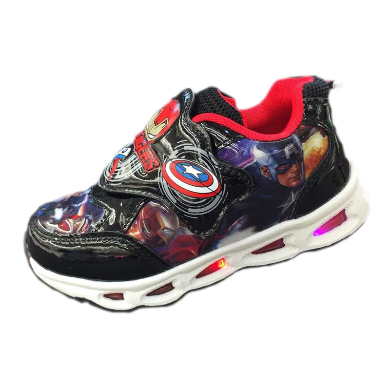

Captain America iron Man boys Casual Shoes with light girls 2018 kids cartoon sneakers Europe size 28-33