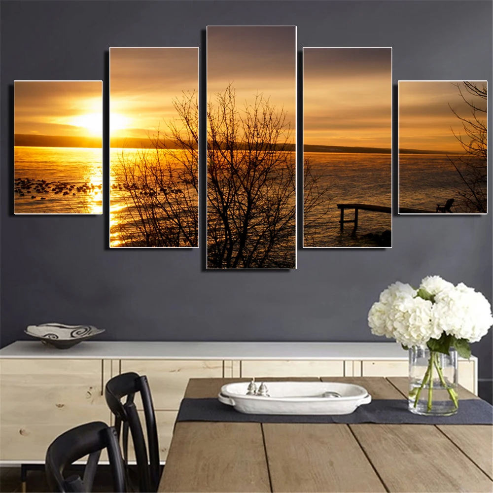 Dibingkai Kanvas Lukisan Pemandangan Sunset Landscape Gambar Dibingkai Kanvas Lukisan Pemandangan Sunset Landscape Gambar