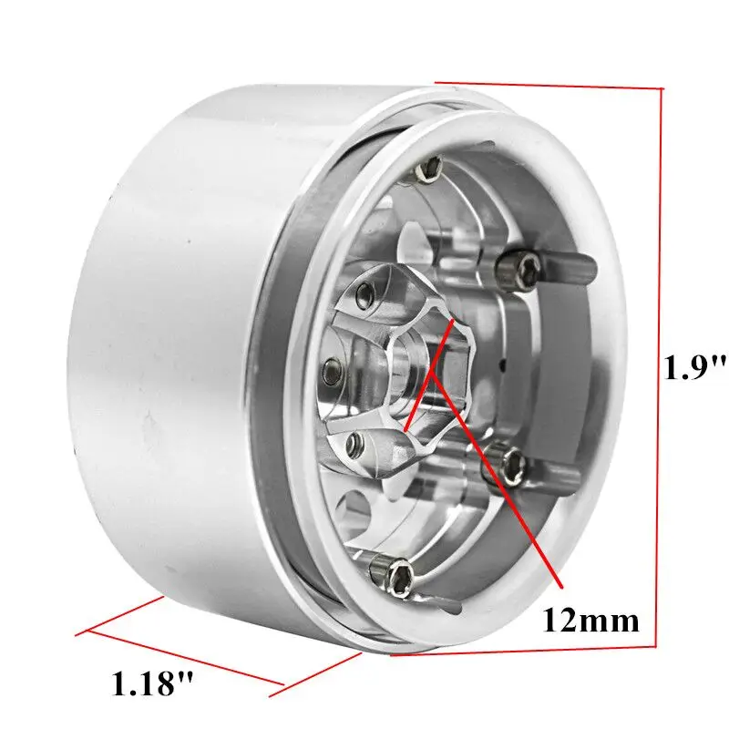 1 шт. 1,9 Beadlock колеса красный и черный и серебристый для 1/10 RC Гусеничный осевой Traxxas TRX4 SCX10 SCX10 II 90046