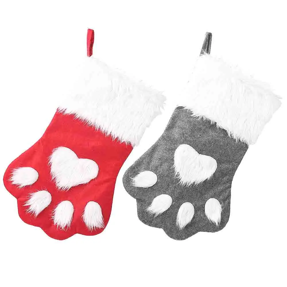 

Christmas Gift Bag Animal Paw Dog X-mas Stocking for Children Candy Bag