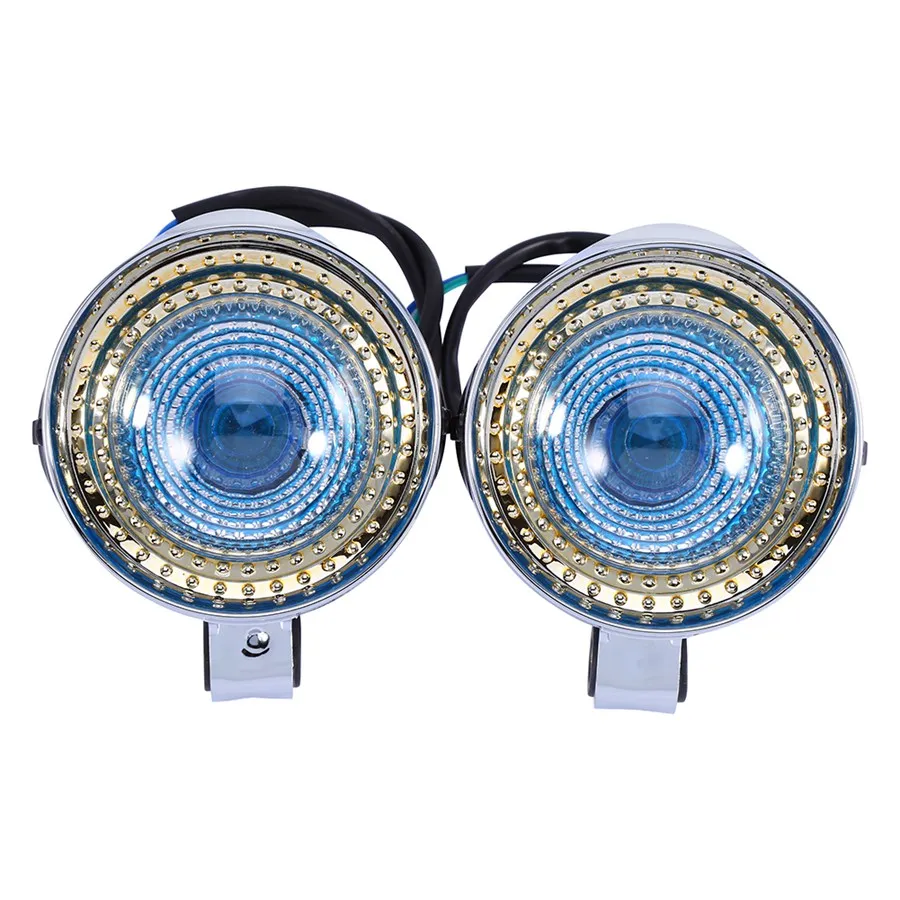 

2X 12V Chrome Bullet Motorcycle Spot Light Fog Light Headlight Lamp For Harley