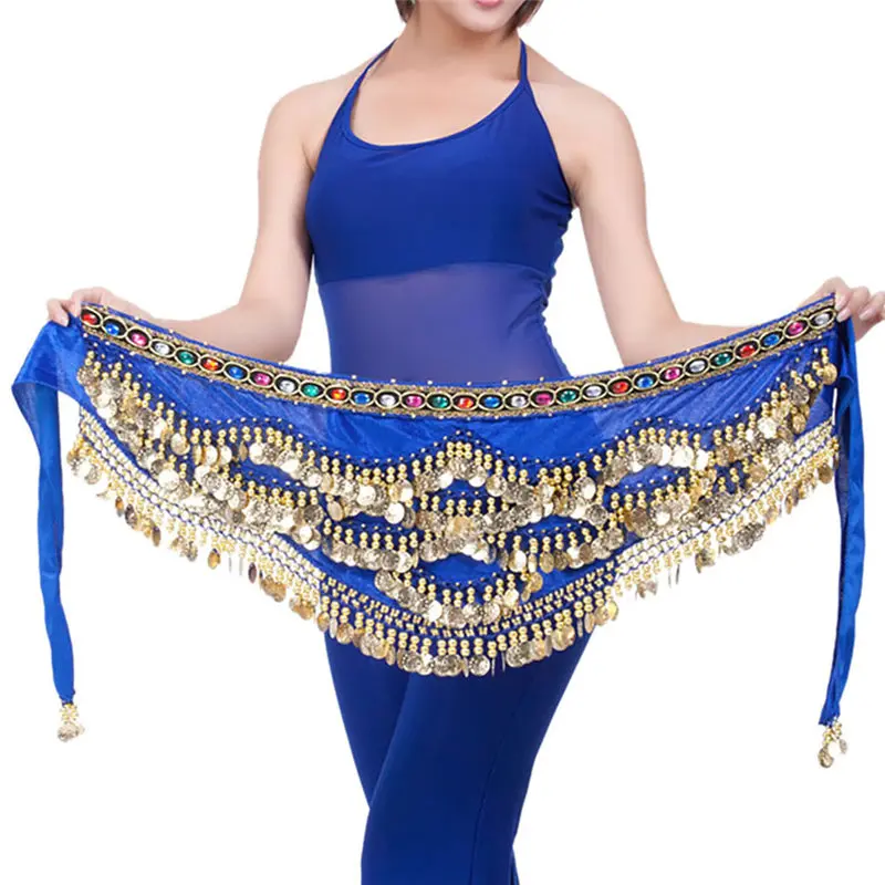 Belly Dance Hip Scarf Gold Coins Belly Dance Costume Skirt Wrap Belt belt for women fashion accessories 40FE1216