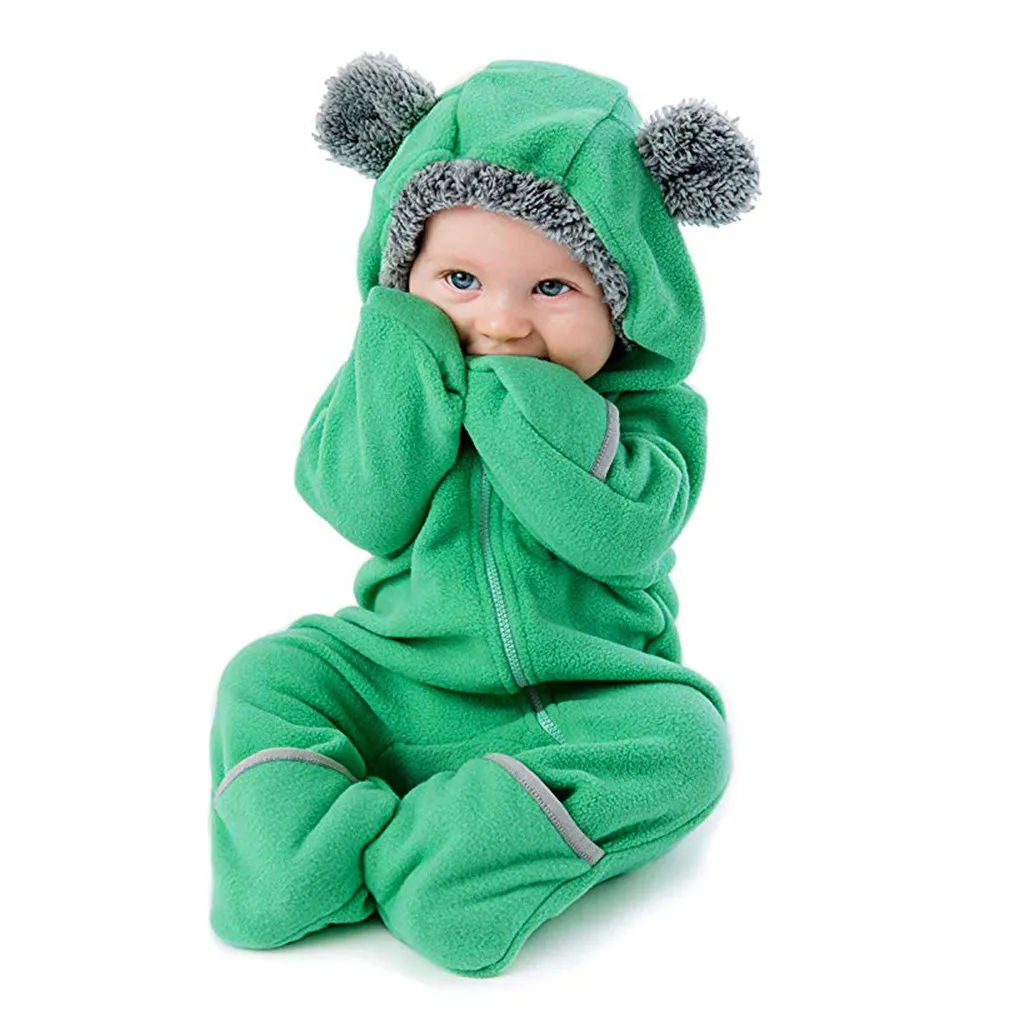 

Infant Toddler Baby Girls Boys Jumpsuit Cartoon Ears Hoodie Romper Zip Clothes Jumpsuit Fashion casual kids jumpsuit