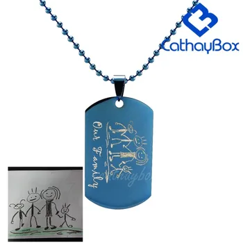 

Hand Writing Drawn Text Photo Custom Engave Pendant Necklace Personalized Memorial Jewelry