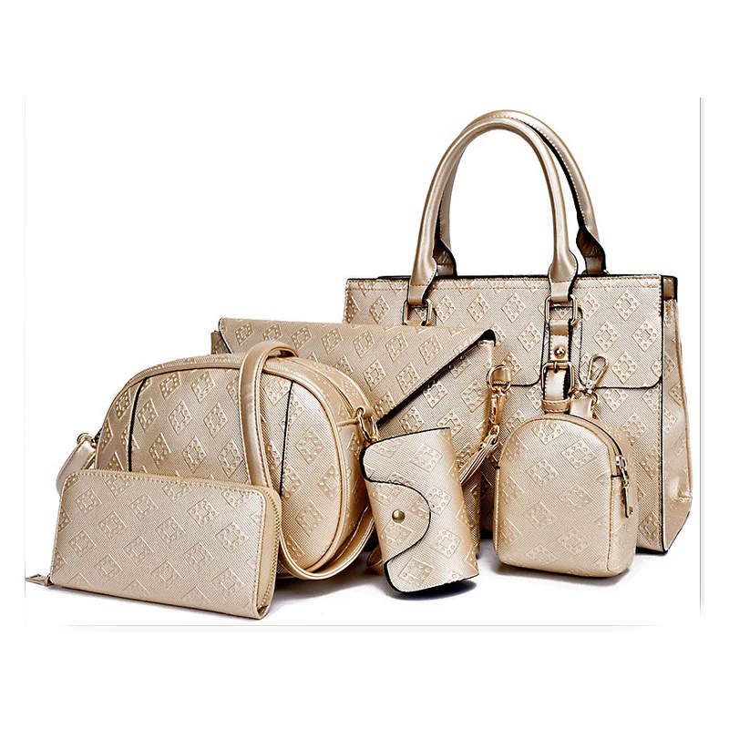 6 pieces Ladies Handbags Sets High Quality Fashion Embossed Women Leather Handbags And Purses ...