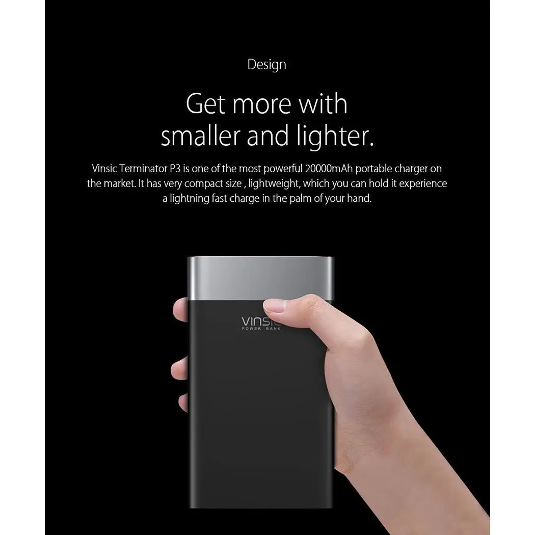 

20000mAh Quick Charge 3.0 Power Bank Type-C Dual USB General External Battery Light weight, compact size Charger
