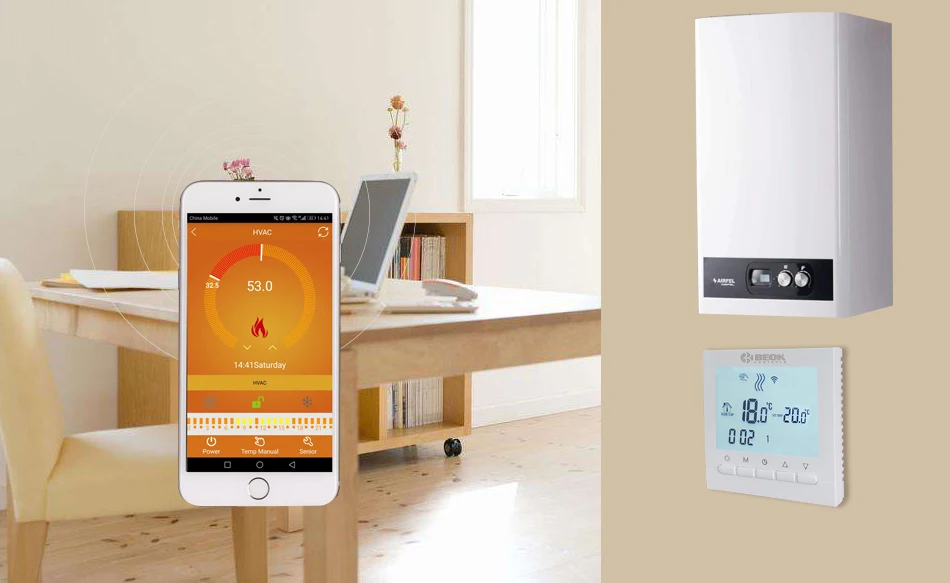 2 шт. Wi-Fi термостат для газового котла смартфон приложение регулятор температуры белый цвет домашний теплый термостат
