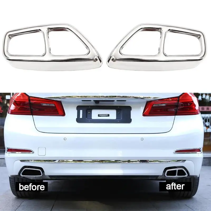 

1 Pair Stainless Steel Car Accessories Exhaust Pipe Tail Cover Trim for BMW 5 Series Auto Accessories Car Styting