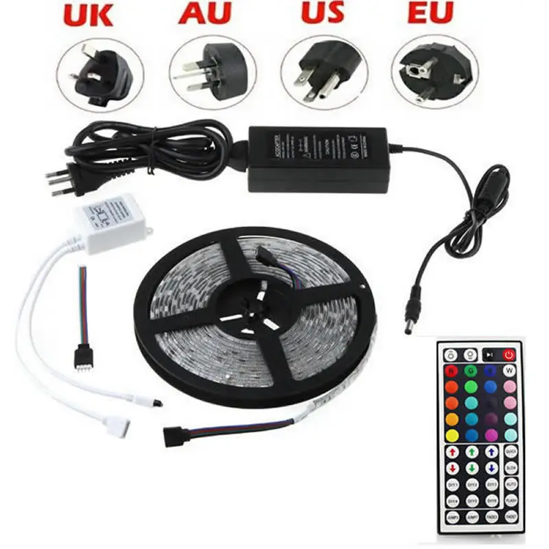 

Leds SMD 5050 RGB Lights Led Strips Waterproof IP65 5M 300 60 Leds/M+remote Controller + 12V 5A Power Supply EU AU UK US SW Plug