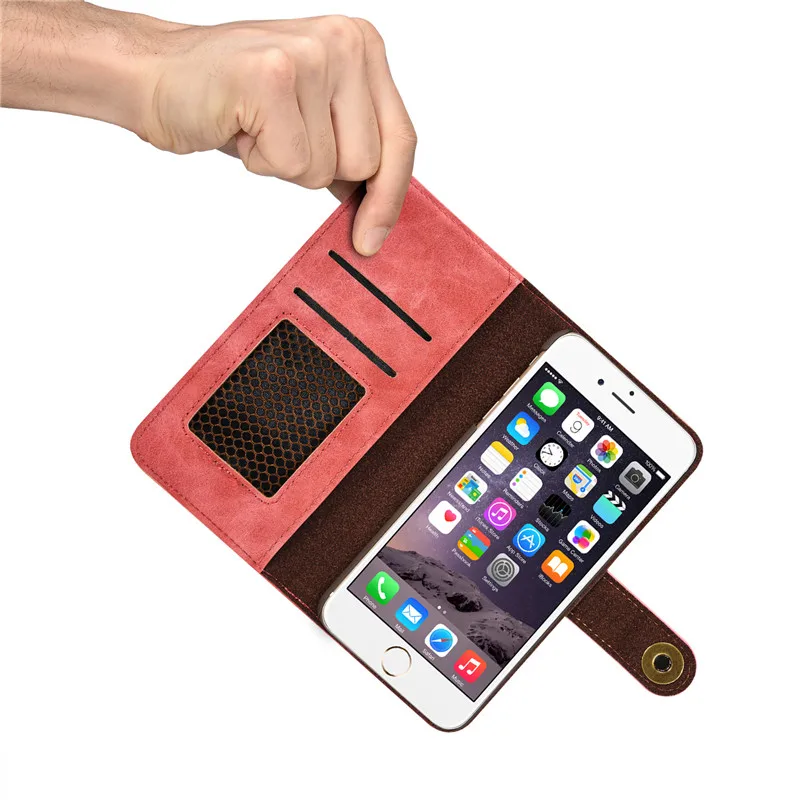 For Apple iphone 6 6S 6 S Plus Case Luxury Wallet Leather Flip Cover Case For iphone 6 6S Plus 2 in 1 Cover With Cards Slots Holder Stand3