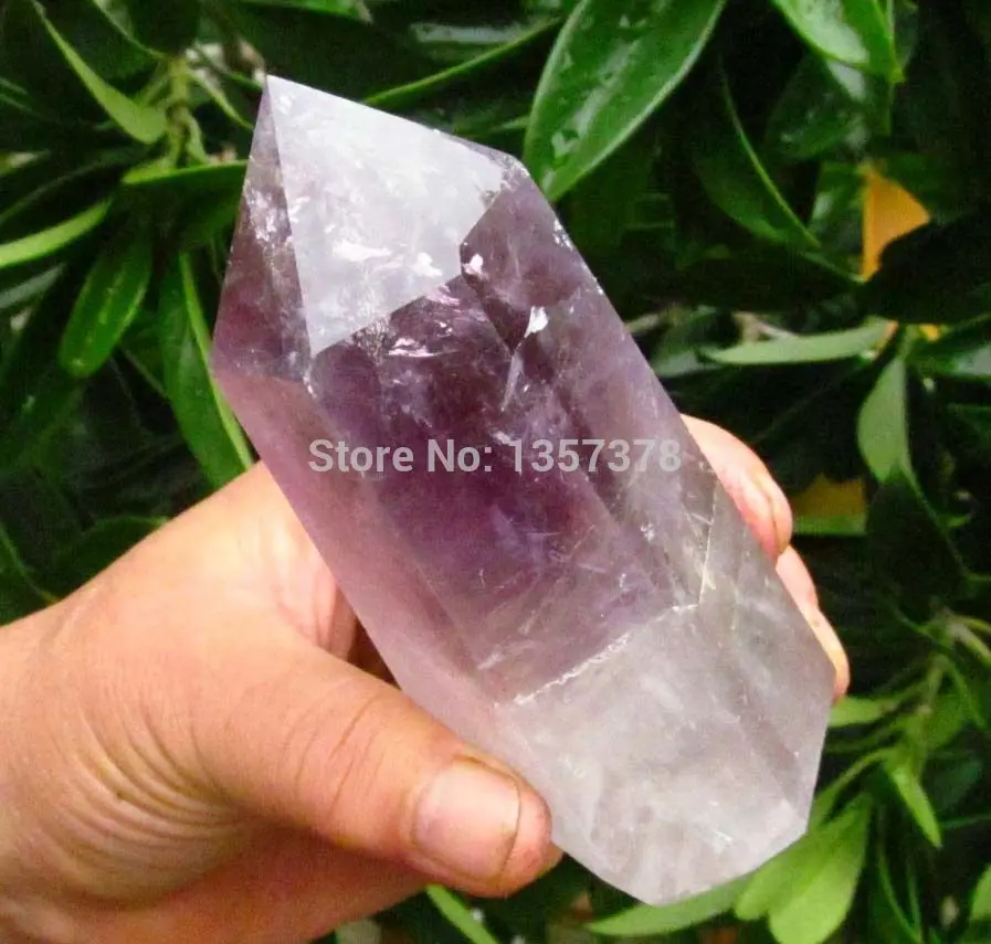 

huij 00297 long NATURAL AMETHYST QUARTZ CRYSTAL POINT Healing Bronze Statue