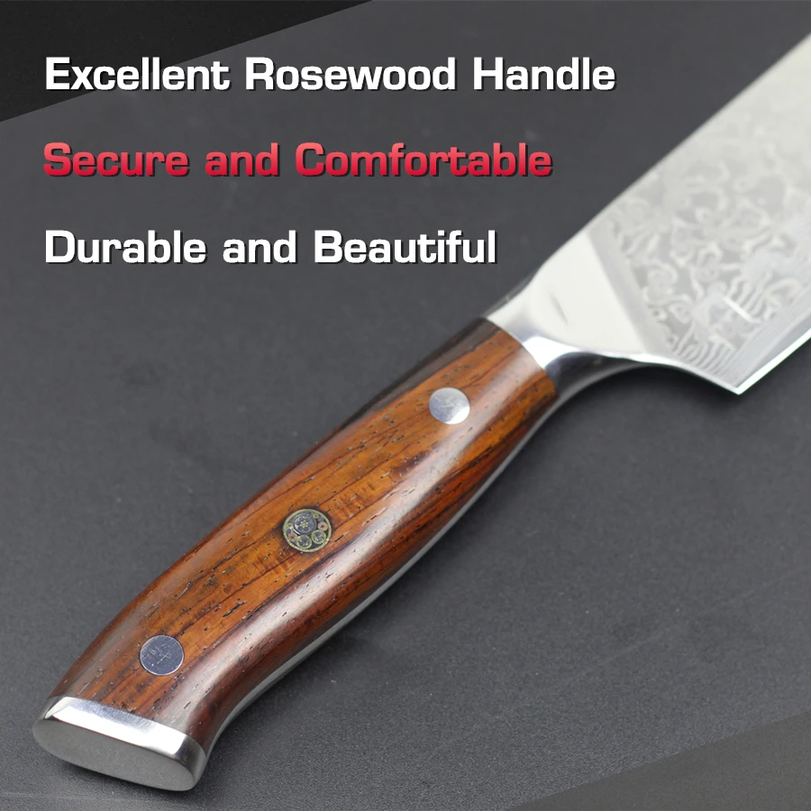 Японский нож santoku vg10 7 &quotдамасский стальные кухонные ножи красивый ручка из