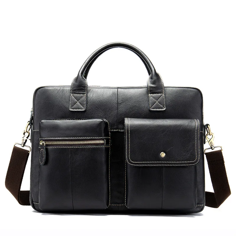 

14" 2019 Business Bag Handbag Men Head layer Cowhide Single Shoulder Men's bags Ancient Tablet Briefcase bolso hombre