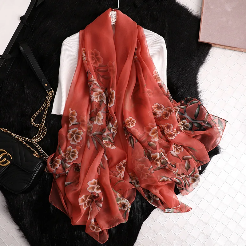 Летние шали и палантины большого размера, женский шарф с принтом, шелковые шарфы, Дамская Пашмина бандана, пляжные палантины, дизайнерский хиджаб - Цвет: C4