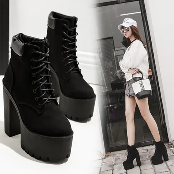 

15Cm Autumn / Winter Classic Super Thick High Heel With Waterproof Platform Knight Boots Nightclub Round Toe Women'S Boots Shoes