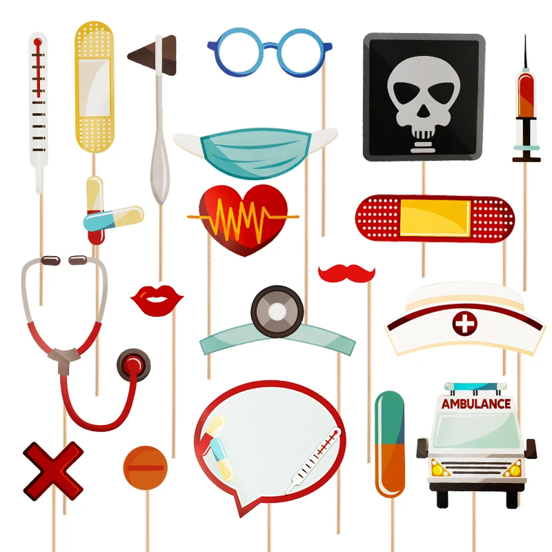 20pcs медицинская доктор и медсестра Photo Booth Реквизит декор для Хэллоуина вечеринки
