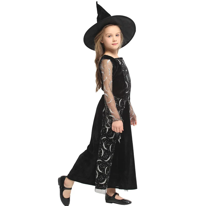 Рождественский карнавальный костюм волшебницы на Хэллоуин для девочек, костюм ведьмы сильвермуна, детский фантазийный костюм, детская одежда для костюмированной вечеринки