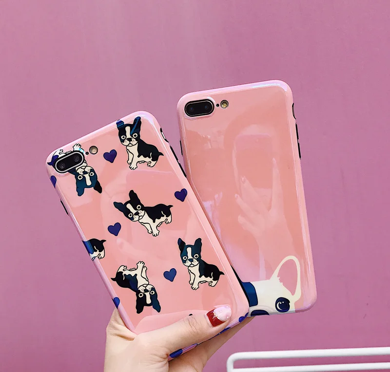 

Hepu Pink Method Dog for Apple iphone x Mobile Shell iPhone 8/7plus Blue Laser Dog iphone 6/6s Cute