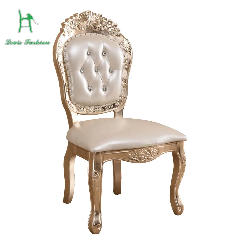 Louis Fashion Luxury Ding Leather Chair European style wood