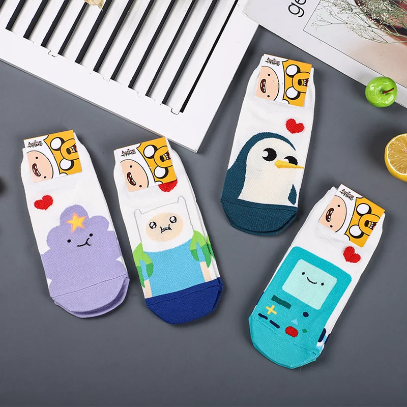 

Anime Adventure Time with Finn and Jake print sock Lumpy Space Princess BMO cute fun cartoon women cotton sock sporting casual