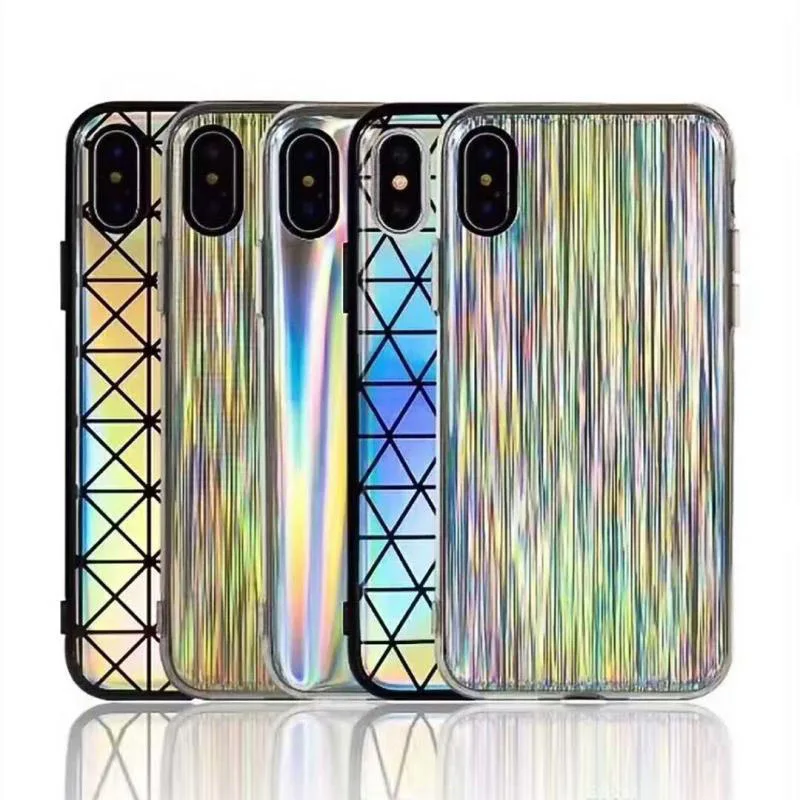 100PCS Laser Shining Cases Cover for iPhone 7 8 X XS XR MAX Case Rainbow Back Phone Shell For By Free DHL |