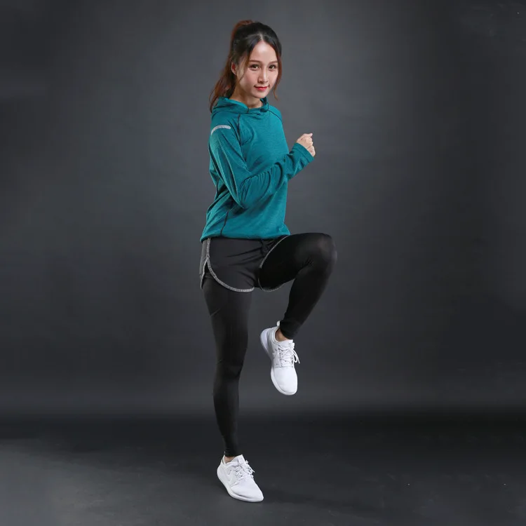 Autumn thin Women Running T Shirts Gym fitness Long Sleeves sweatshirts Quick Dry Training Breathable Hood Sports Yoga Clothing