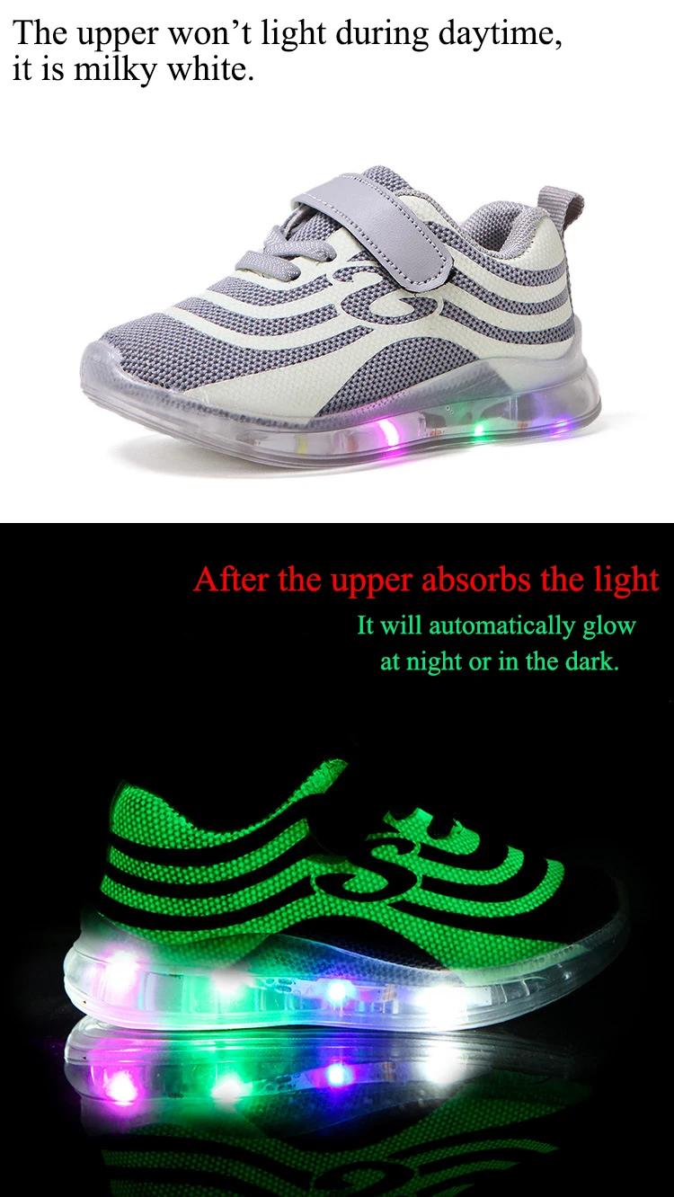 New Glowing Sneakers Air Mesh Breathable Children LED Lights Shoes Luminous Sneakers for Boys and Girls Fluorescent Shoes