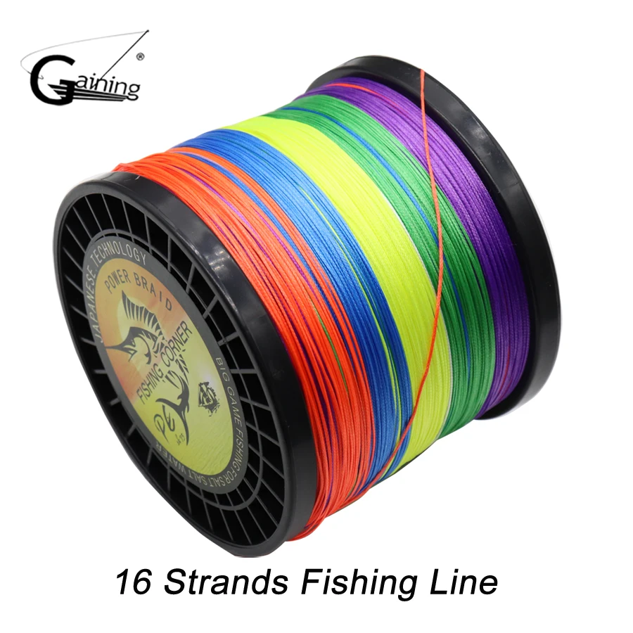 Gaining 16 Strands Weaves Super Strong Braided Fishing Line1000M Rope  Multifilament Fishing Line 59LB 110LB 136LB 220LB 275LB - AliExpress