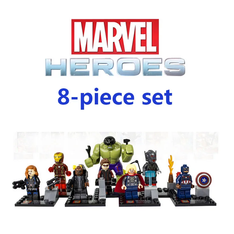 

8pcs/lot Avengers Raytheon Captain Hulk Iron Man Black Widow Building Blocks Set Children's Toys Compatible Brand Toys