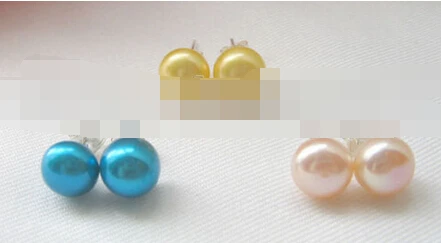 

free shipping 00350 3pairs natural freshwater pearl earring