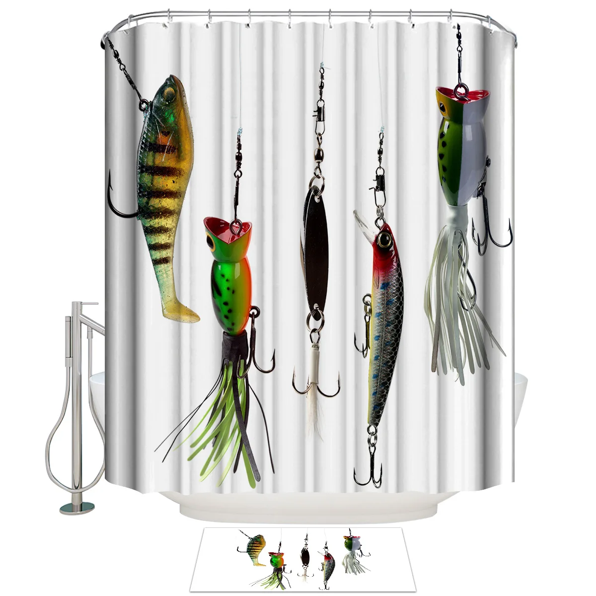 Go Fishing набор для душа занавесок ванной с ковриками душевой занавески тканевые