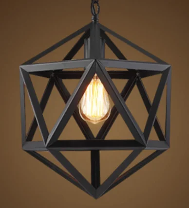 

Vintage Retro Hexagon Wrought Iron Pendant Lights Fixture Industrial Loft American Hanging Lamp Bar Kitchen Room Light Home Deco