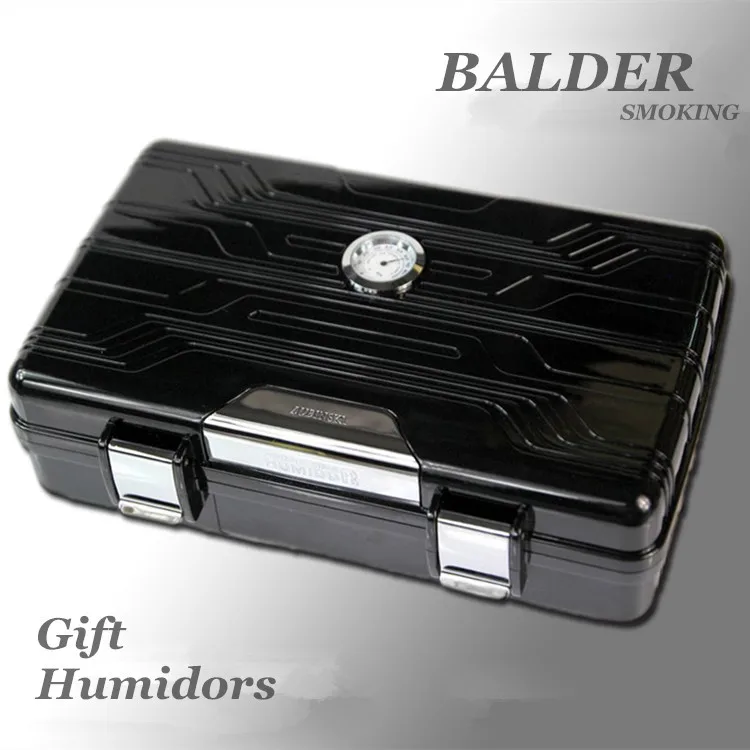 

PVC Cigar Case Humidor Portable humidification Cigar Box with Hygrometer Wet Set hold 10pcs Gold and Silver to choose