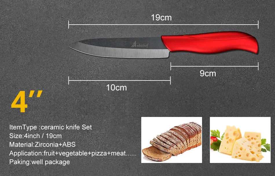 Anhichef, керамический кухонный нож, черное лезвие, нож для очистки овощей, нож для нарезки+ Овощечистка, кухонные ножи, набор инструментов для приготовления пищи