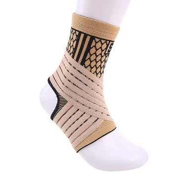 

High elastic bandage compression knitting sports protector basketball soccer ankle support brace guard cream-colored 1pcs#ST3779
