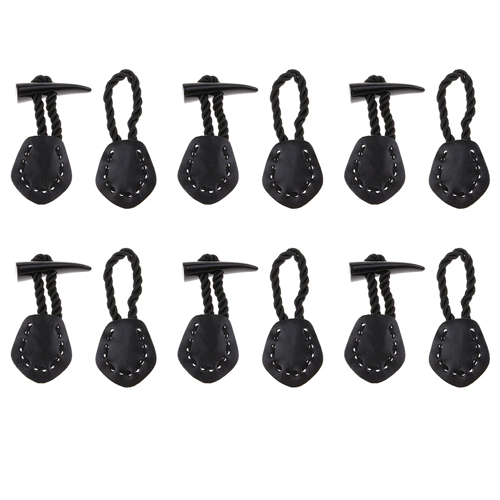 6 Pairs Fashion Horn Leather Toggle Buttons Coat Jacket Duffle Sewing Buttons