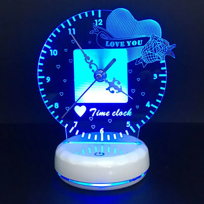 Светодиодный 3d-ночник лампа часы USB питание дистанционный сенсорный выключатель управление опция Таблица лампе фея кулон времени огни