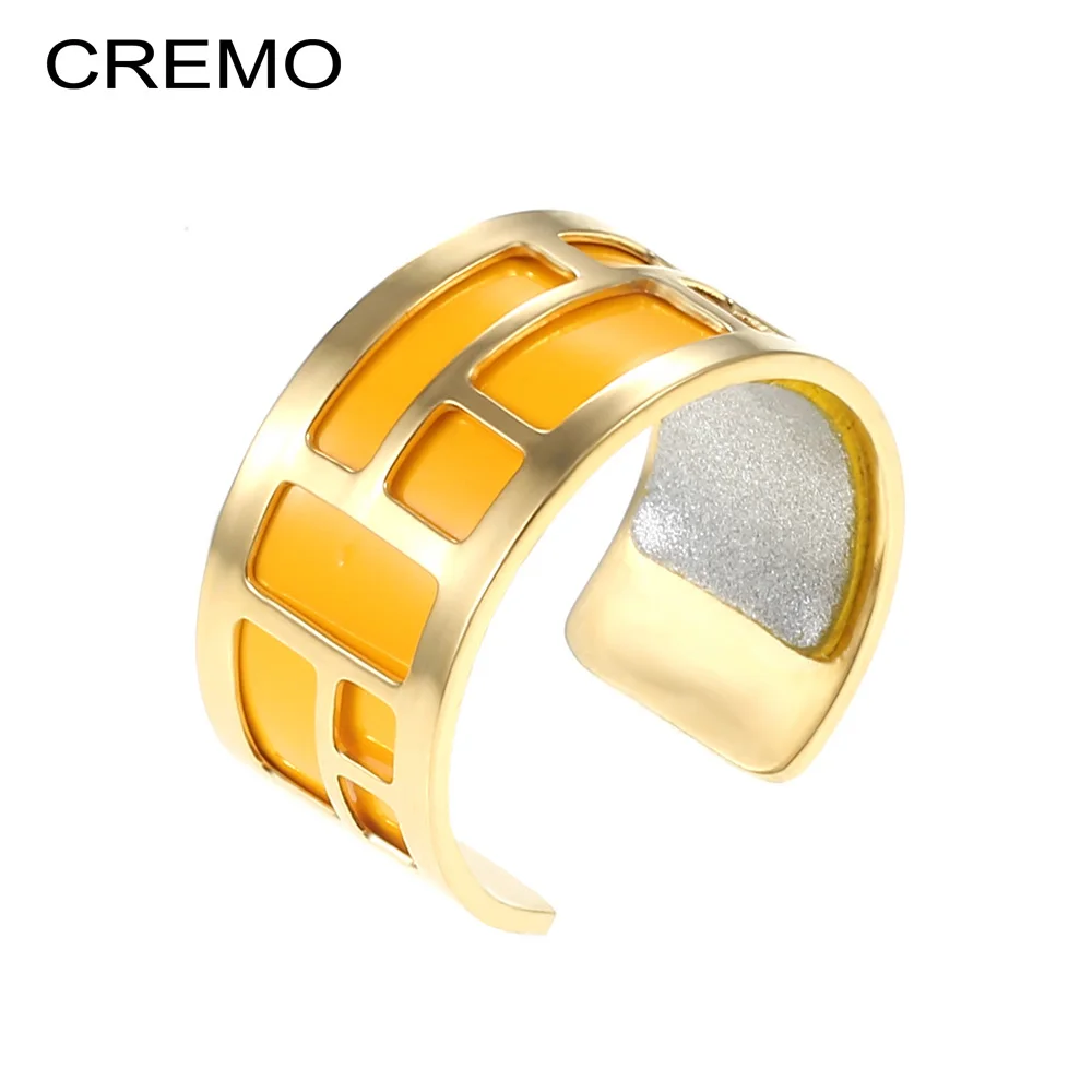 

Cremo Labyrinth Resizable Finger Rings For Women Bijoux stainless steel Open Rings 12 Color Interchangeable Leather Bague