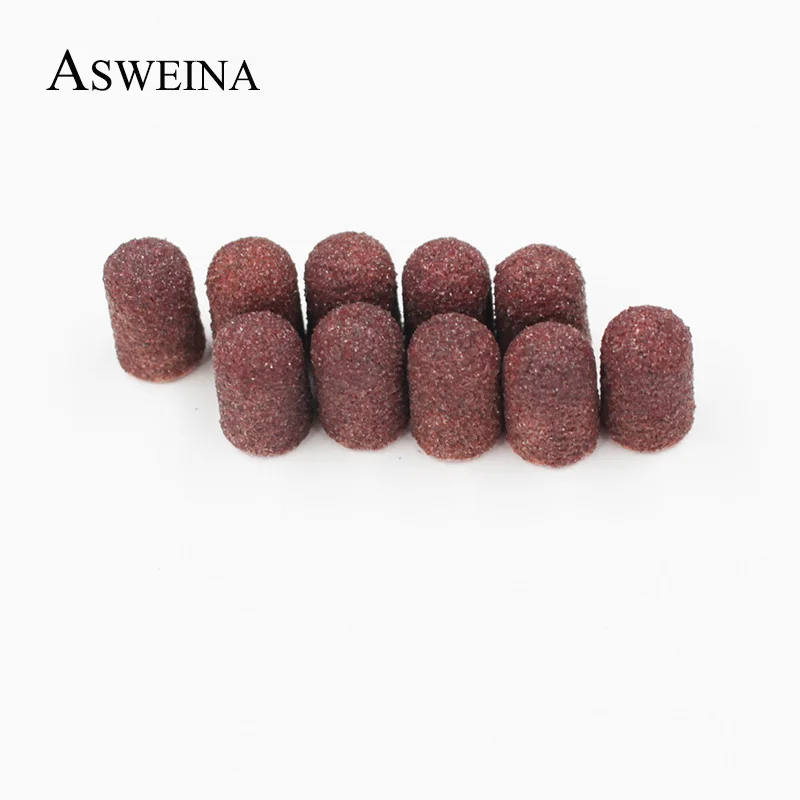 ASWEINA 7*13 мм 10 шт. электрические аксессуары для сверления ногтей Шлифовальные полосы блок шапки резиновая оправка Ручка Маникюр Педикюр Инструменты