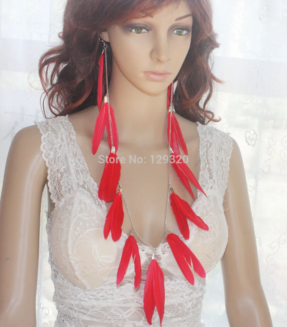 51b-4 Red Feather серьги Earlace 1 Шт. длина 60-63 см | Украшения и аксессуары