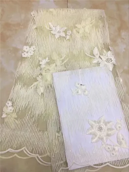 

Wonderful beaded and flower embroidery French tulle lace cloth fashion net lace fabric PNZ822(5yards/lot)
