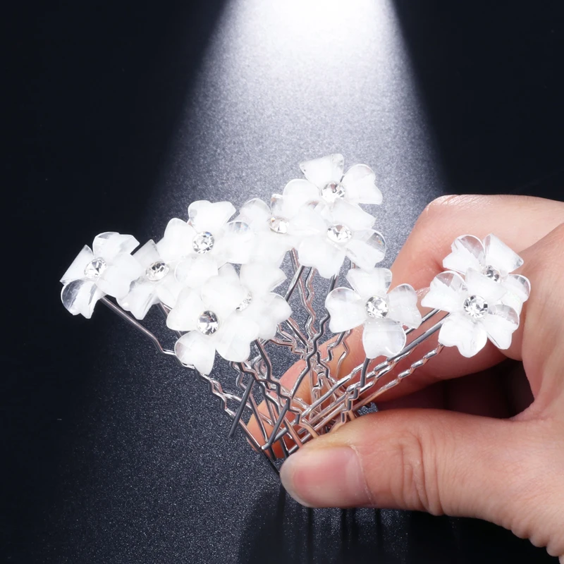 

10pcs Luxury Shiny Crystal Pearl Hairpin Flower Hair Pin Clip For Women Bridal Girl Wedding Hair Sticks Jewelry Gift Accessories