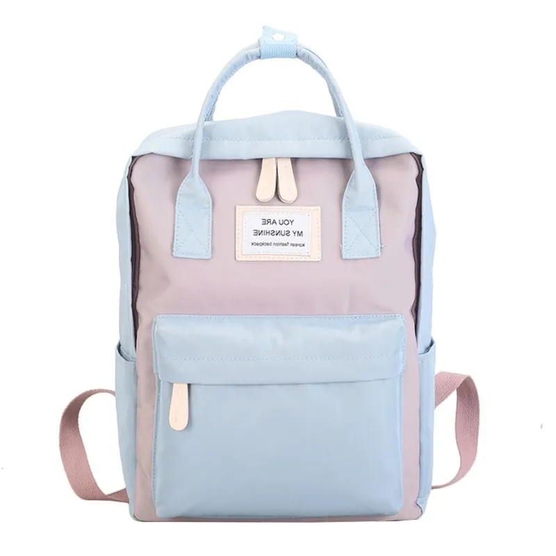 Женские парусиновые рюкзаки ярких цветов, водонепроницаемые школьные сумки для девочек-подростков, большой милый рюкзак для ноутбука, лоскутный Рюкзак Kawaii