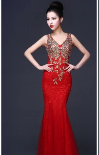 Кружево ну вечеринку возвращения домой выпускного платья официальный повязки mj632 с v-образным вырезом кружево vestido де феста - Цвет: RED