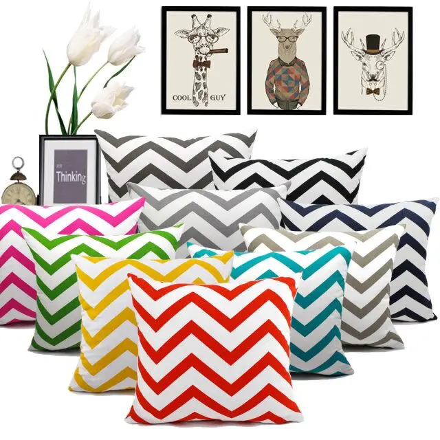 

2pcs Pillow Case Fashion Cotton Canvas Geometric Wave Stripe Color Decor Throw Pillowcase Cushion Cover Home Bed Custom 40 45 50